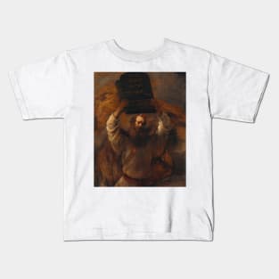 Moses with the Ten Commandments by Rembrandt Kids T-Shirt